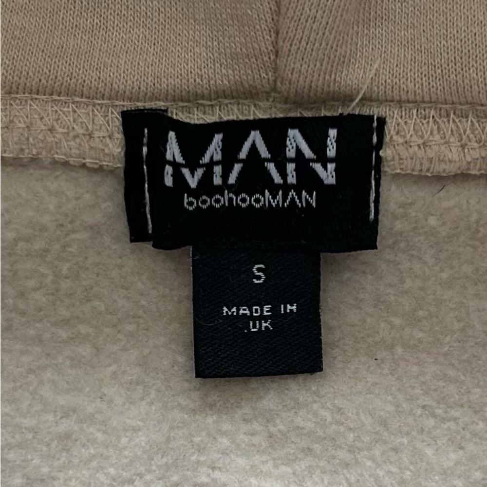 boohooMAN “HOMME Official Man” Beige Graphic Zip Hoodie Men’s Small - Picture 3 of 5